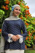 Moti Navy Polka Dot Rayon Top