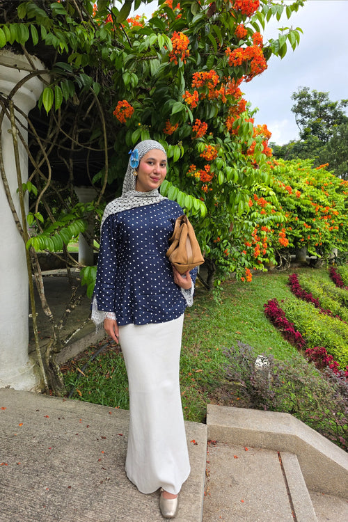 Moti Navy Polka Dot Rayon Top